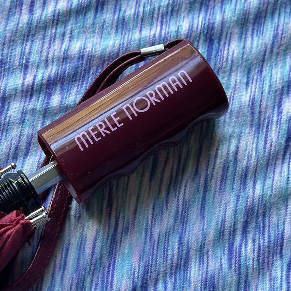 Vintage Early 80S MERLE NORMAN Umbrella Burgundy Red - Picture 3 of 7